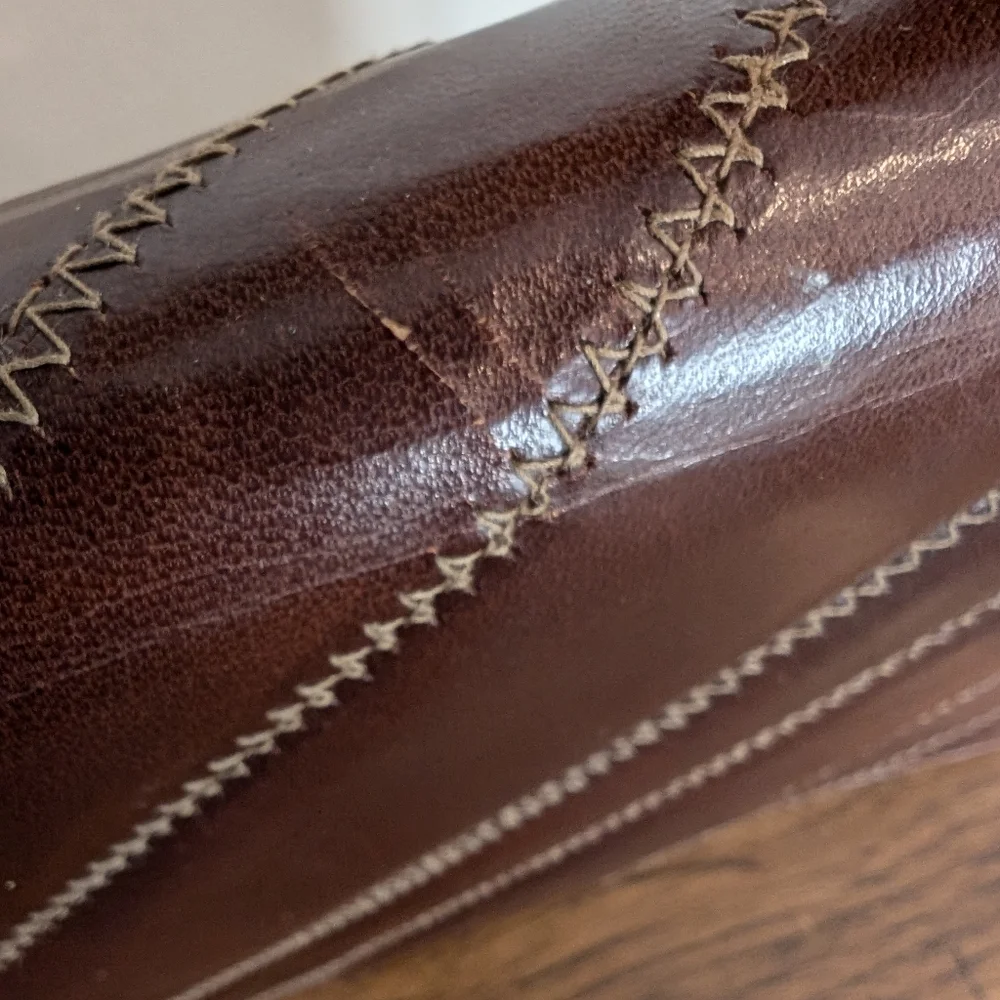 VTG Ingledew's Shoulder Bag Clutch Purse Leather Lucite Handle Gold Chain Italy
